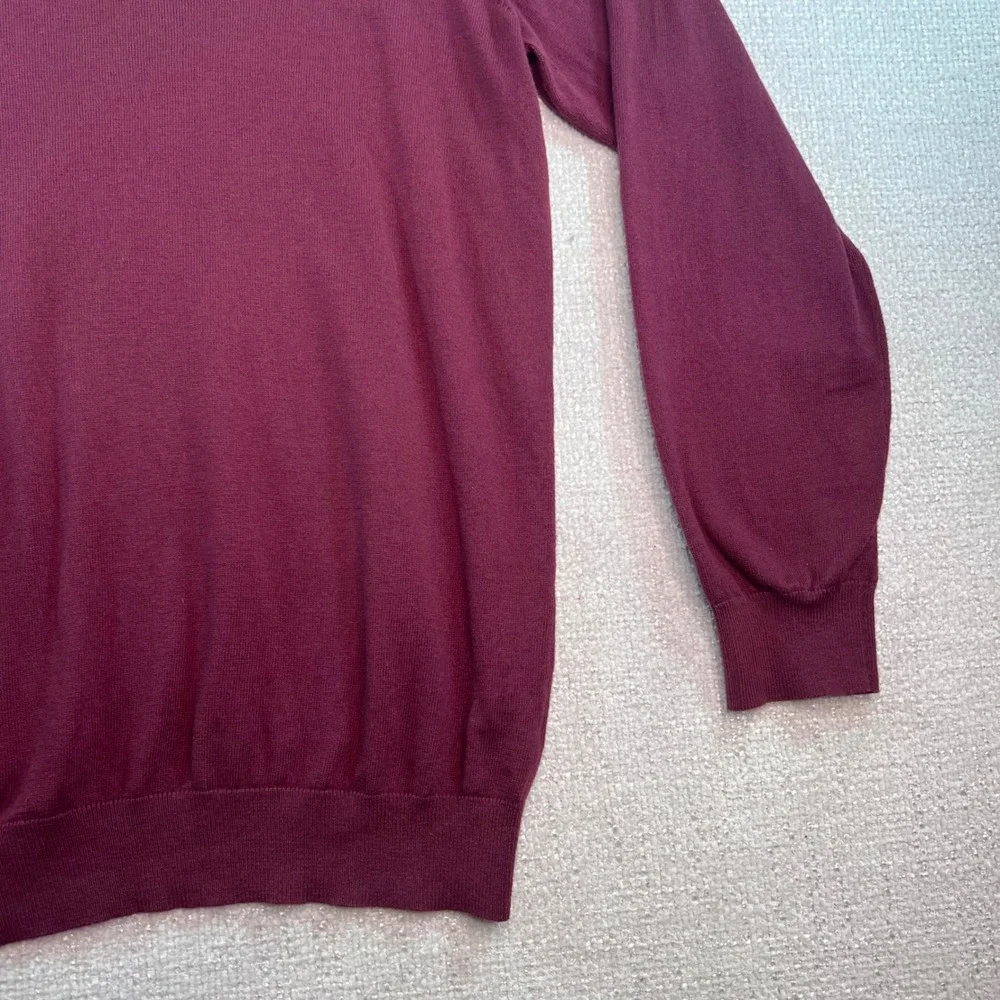 LL Bean Burgundy V Neck Long‎ Sleeve Sweater Men's Size Xl Tall